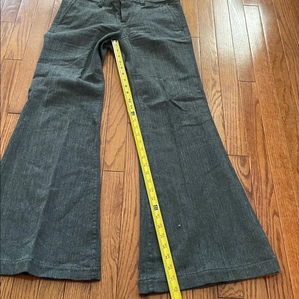 7 For All Mankind Gray Knit Low Rise Flared Wide Leg Trouser Sz 30